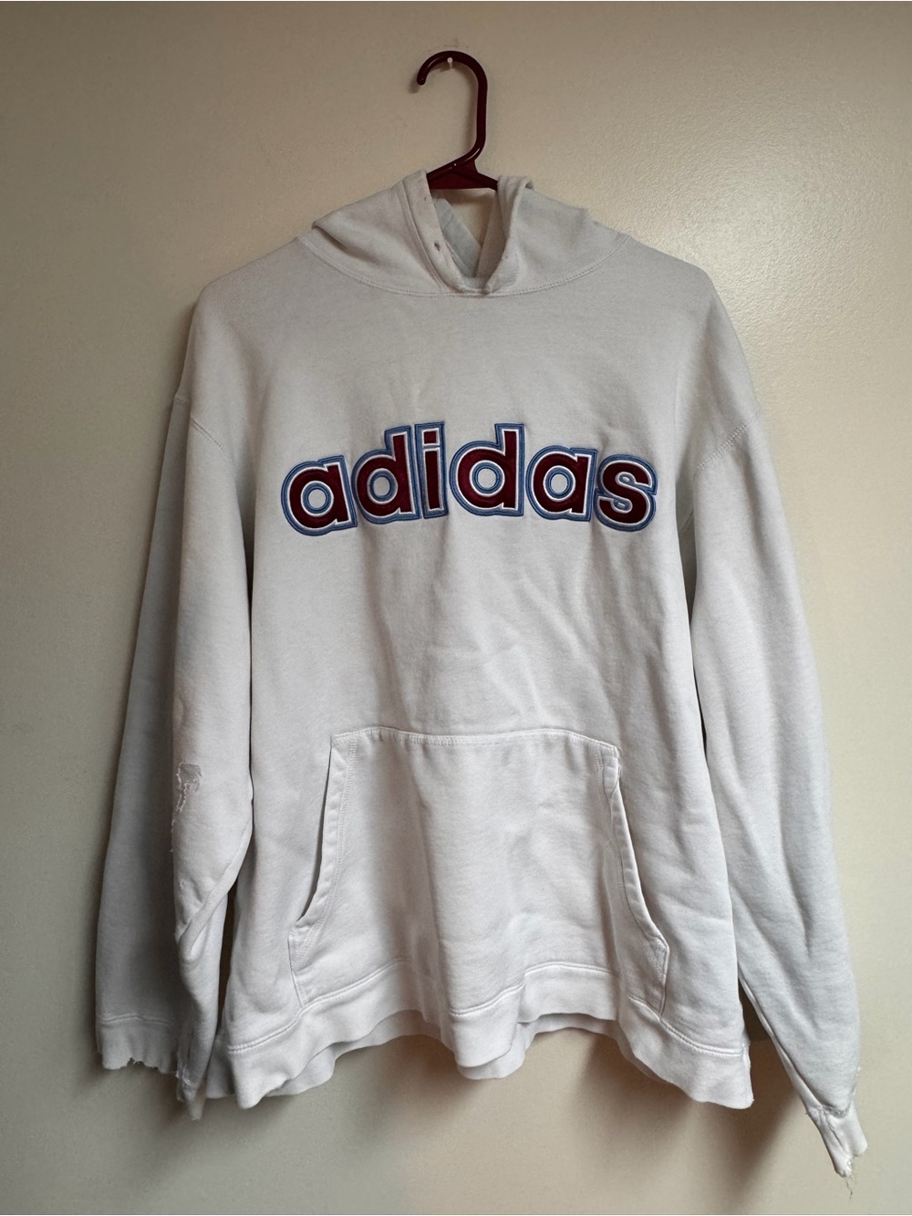 Adidas White Hoodie Sweatshirt with Branded Logo